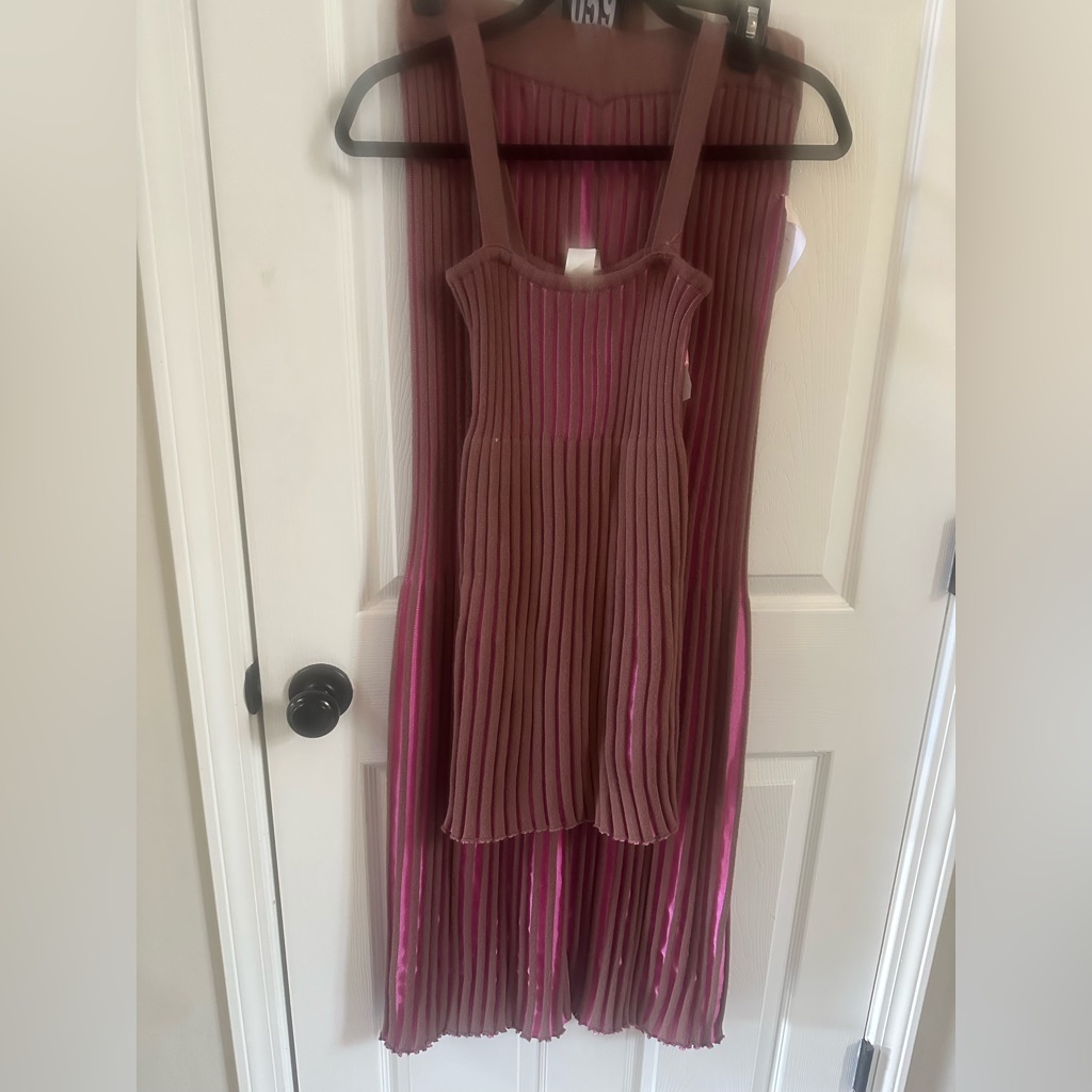 Baobab Brown And Pink Ribbed Dress